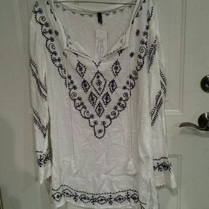 Tunic length peasant blouse